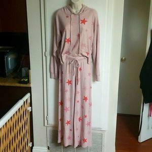 Phil Love lounge set/ loungewear Pink with pink and red stars- size Medium